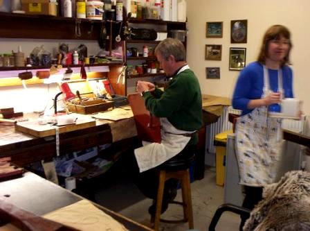 Graham working on the music bag